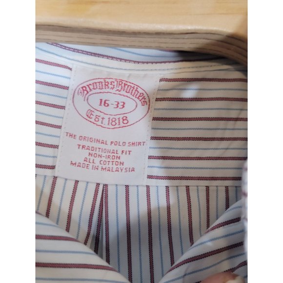 Brooks Brothers Long Sleeve Button Down White Striped Shirt Size 16-33 - Picture 6 of 6